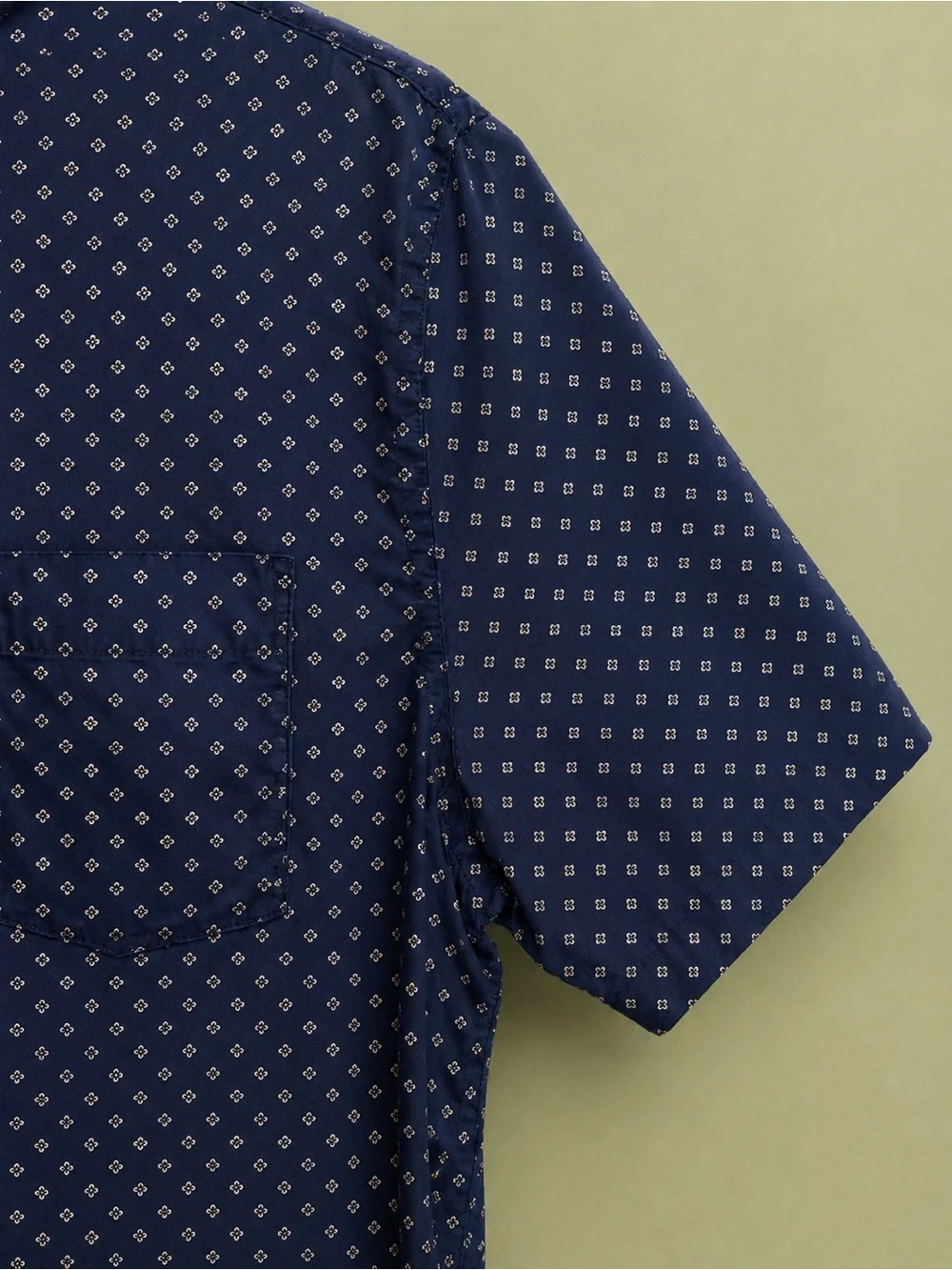 Banana Republic Navy Short-Sleeve Button-Down with Microdot Pattern